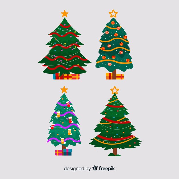 Рождественская елка с плоским дизайном