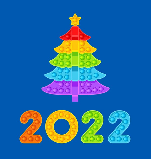 Christmas 2022 Toy Premium Vector | Christmas Tree And Colored Numbers 2022 New Year  Antistress Toy Vector Illustration