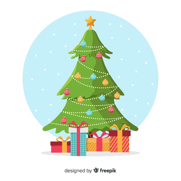 Christmas tree concept in flat design