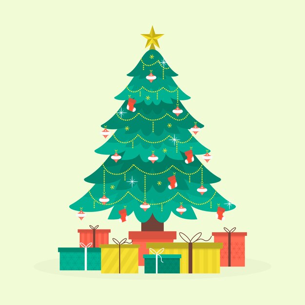 Christmas tree concept in flat design