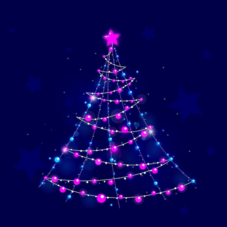 Free Vector christmas tree concept made of light bulbs