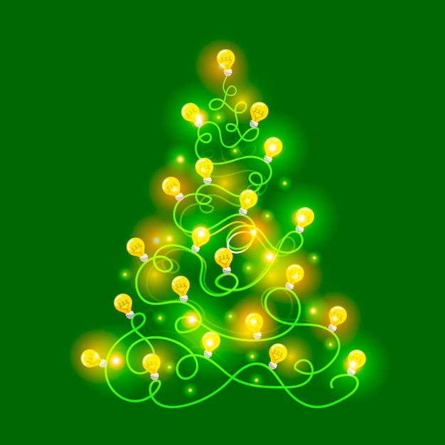 Christmas tree concept made of light bulbs