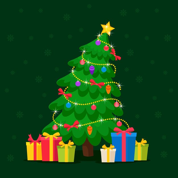 Christmas tree concept with 2d style