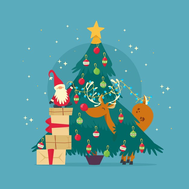 ビンテージデザインのクリスマスツリーの概念