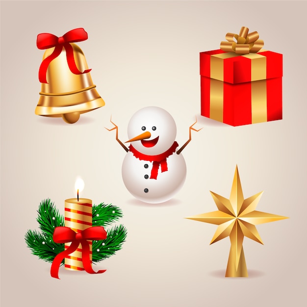 Free vector christmas tree decoration element collection
