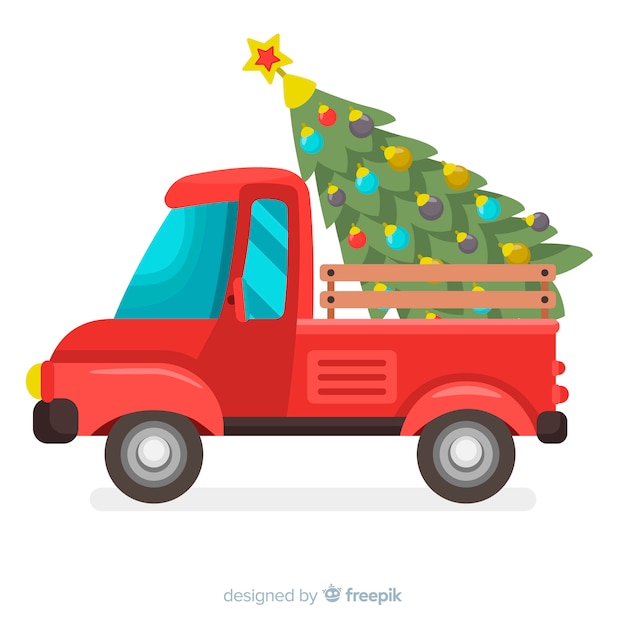 Christmas tree delivery truck background