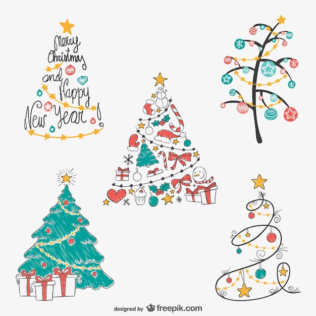 Christmas tree drawings pack