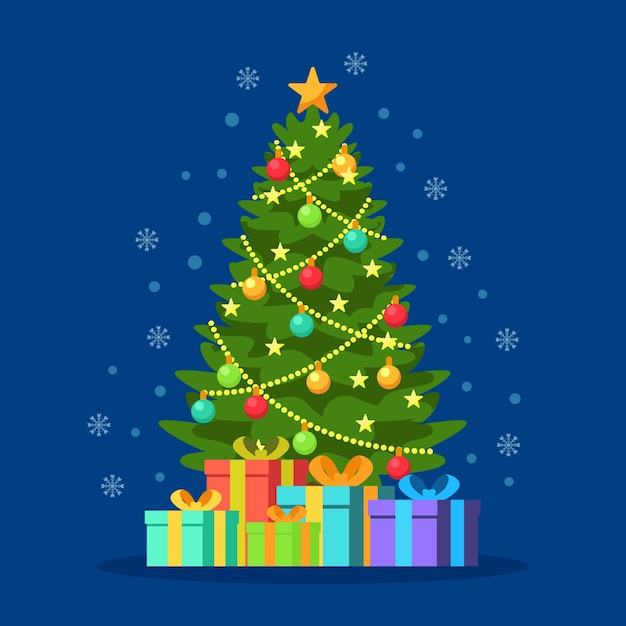 Free vector christmas tree in flat design