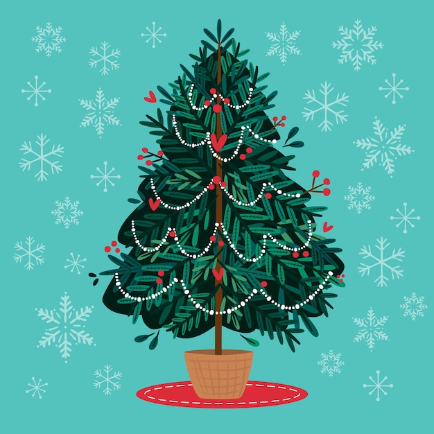 Free vector christmas tree in flat design