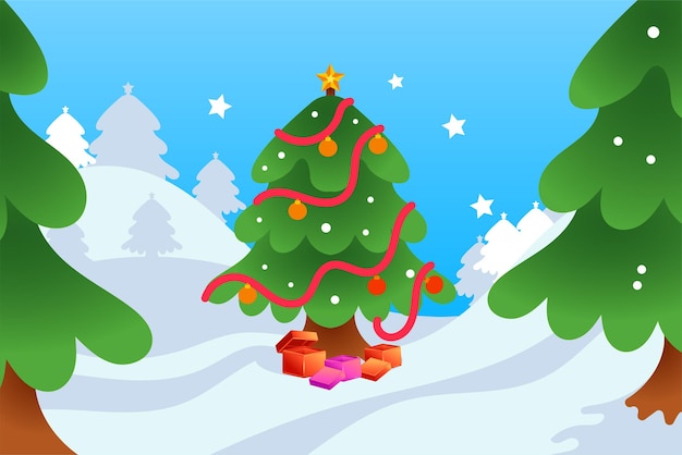 Christmas tree flat illustration