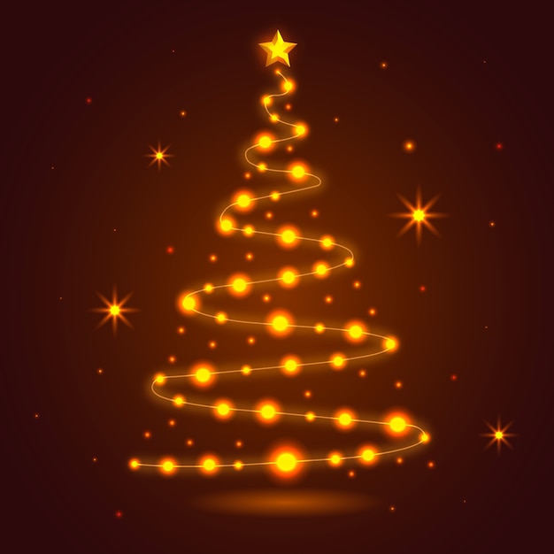 Free vector christmas tree made of light bulbs background