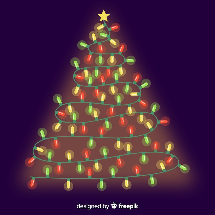 Free Vector christmas tree made of light bulbs