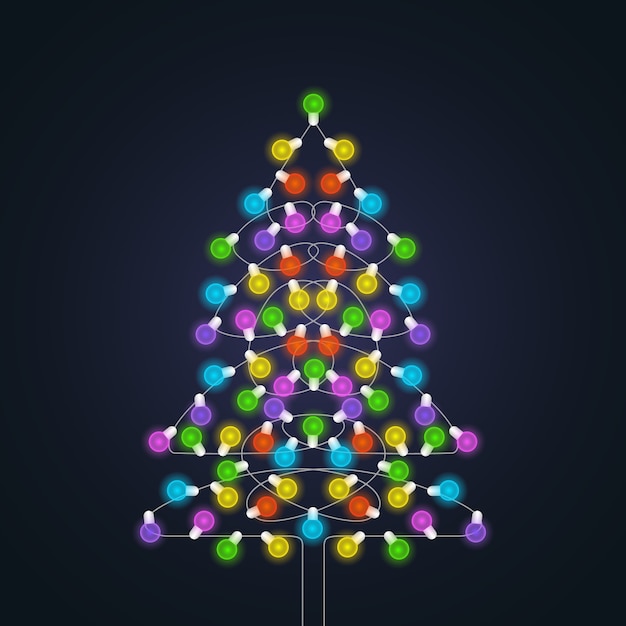 Free vector christmas tree made of light bulbs
