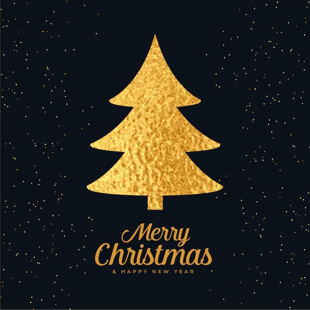 Christmas tree made with golden foil background