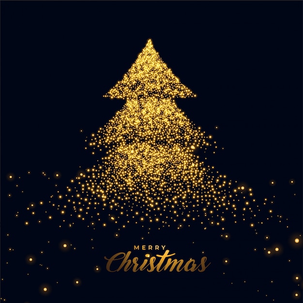 Free vector christmas tree made with golden sparkles