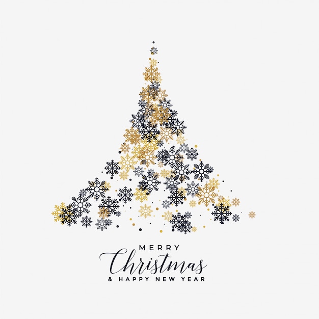 Christmas tree made with snowflakes background