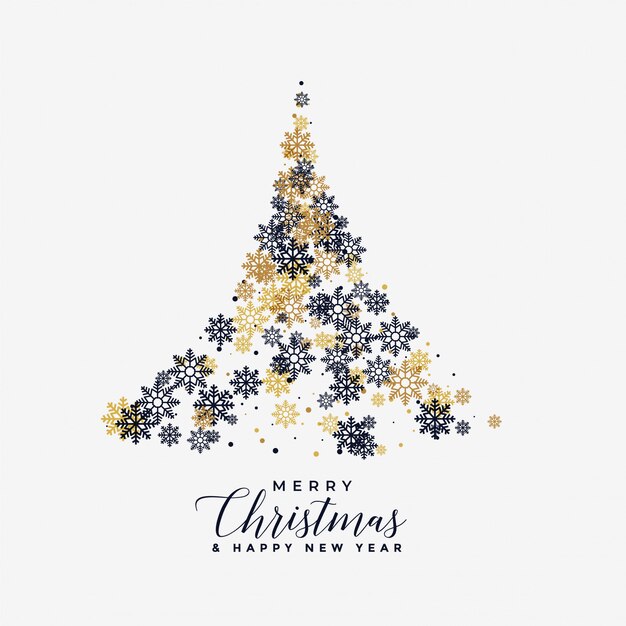 Christmas tree made with snowflakes background