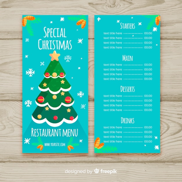 Modello di menu albero di natale