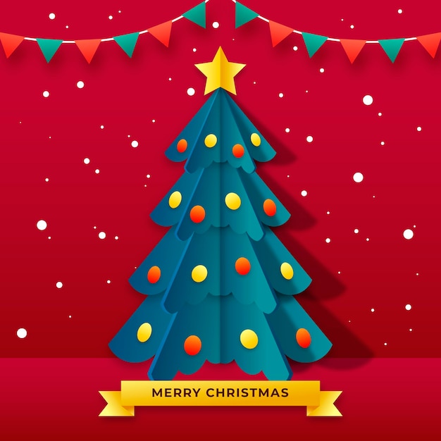 Free vector christmas tree in paper style