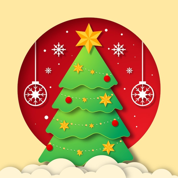 Free vector christmas tree in paper style