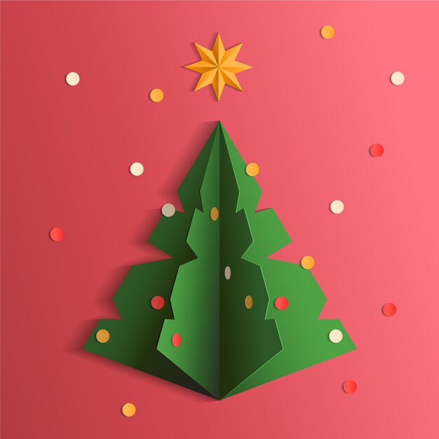 Christmas tree in paper style