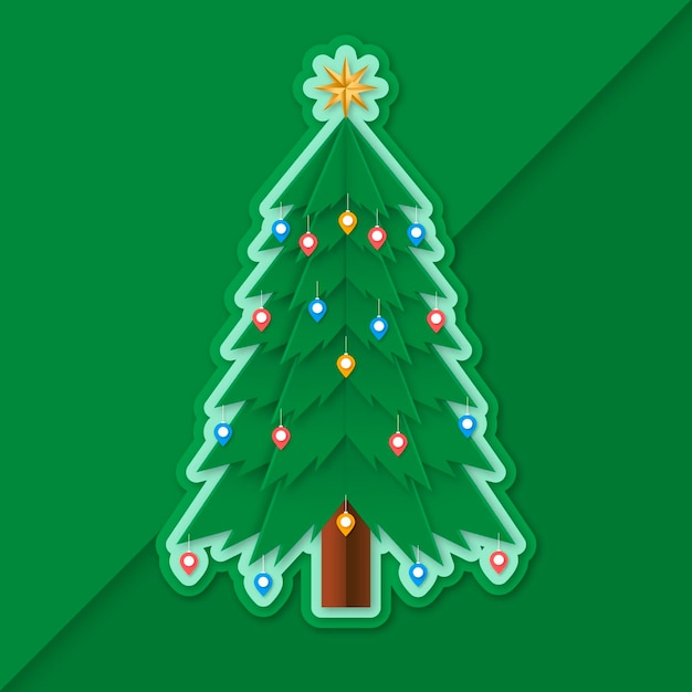 Christmas tree in paper style