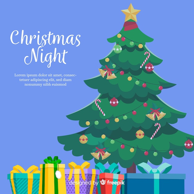 Free vector christmas tree and presents background