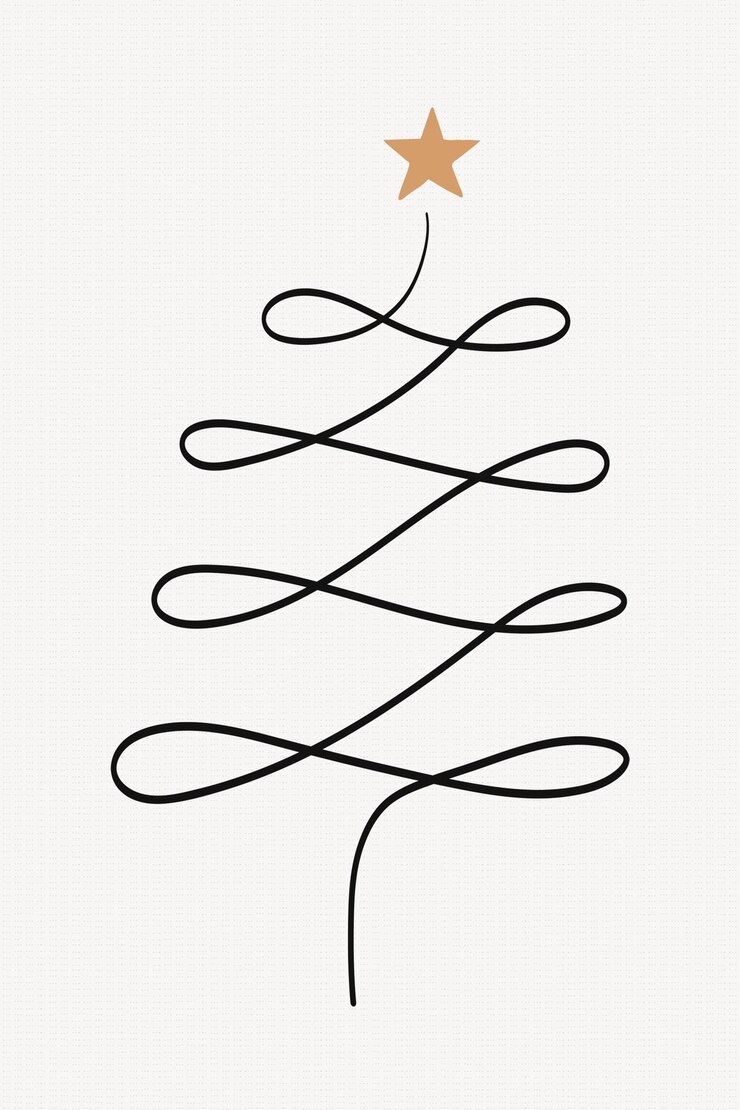Free Vector christmas tree sticker, cute doodle illustration in black vector