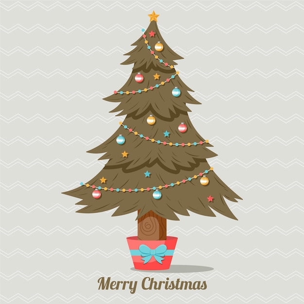 Free vector christmas tree vintage illustration