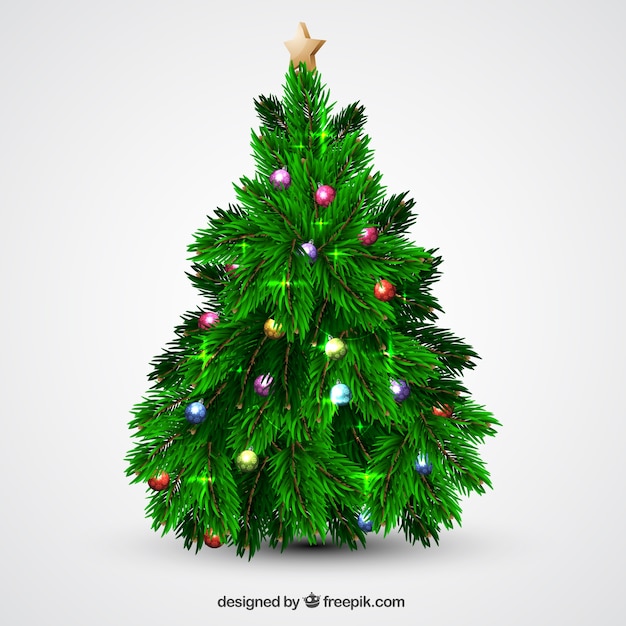 Christmas tree with balls and lights