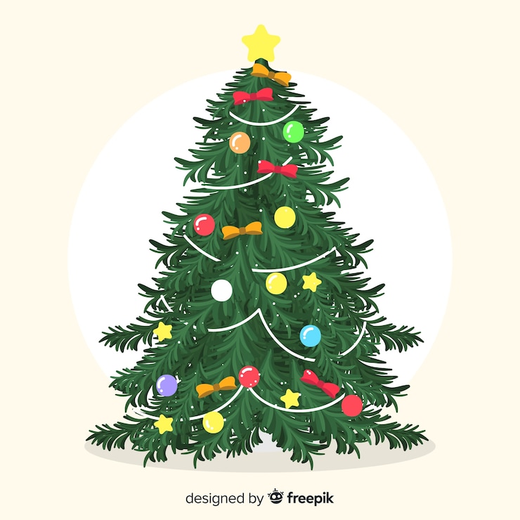 Free Vector christmas tree with bows background