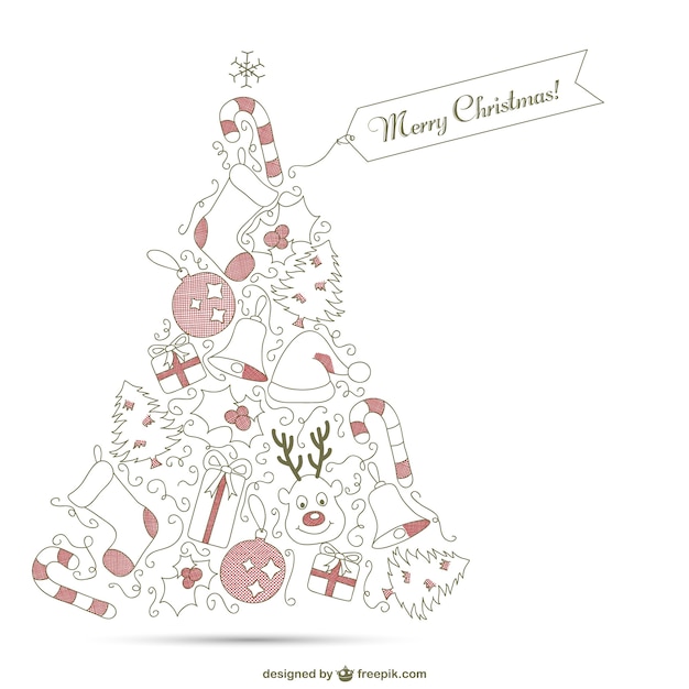 Free vector christmas tree with red ornaments