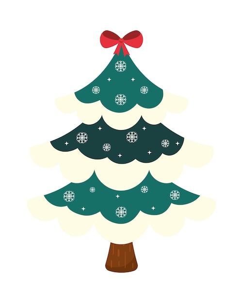 Free vector christmas tree with snow