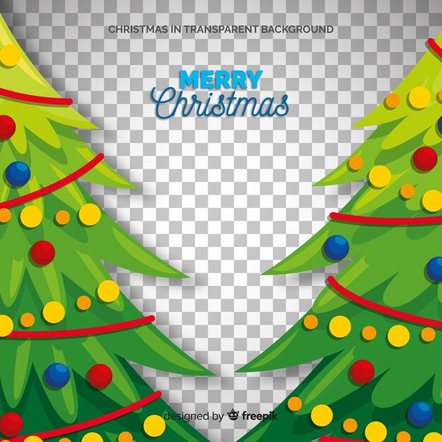 Christmas trees illustration transparent background