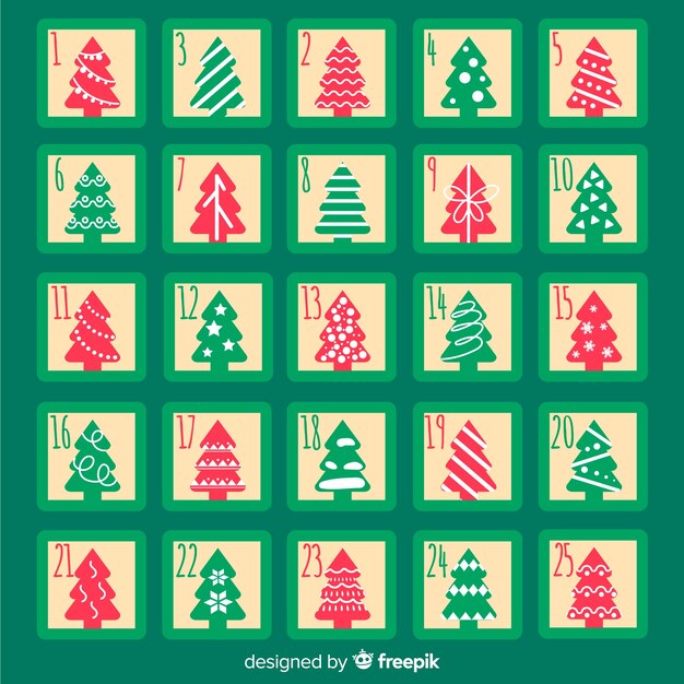 Christmas trees silhouettes advent calendar