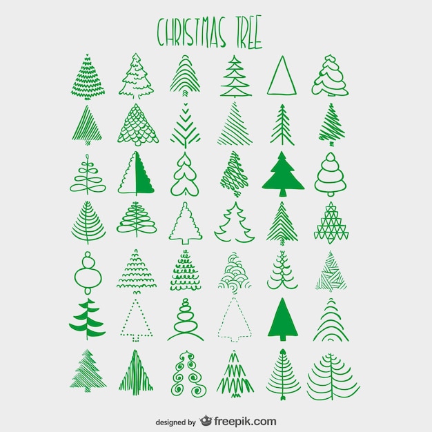 Christmas trees sketches collection