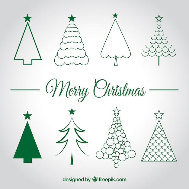 Free vector christmas trees sketches