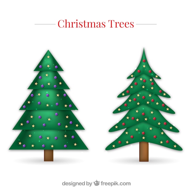 Christmas trees with decoration