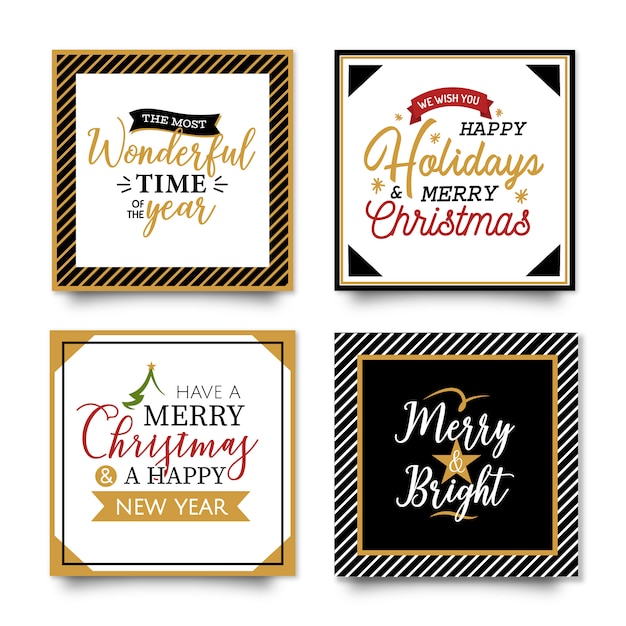 Free vector christmas typography cards