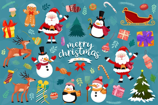 Christmas vector icons New Year decoration illustration of Xmas Christians