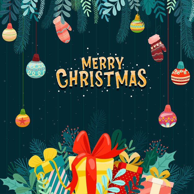 Christmas vector icons New Year decoration illustration of Xmas Christians