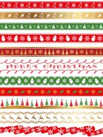 Christmas vector seamless border set isolated on a white background. horizontally repeatable.