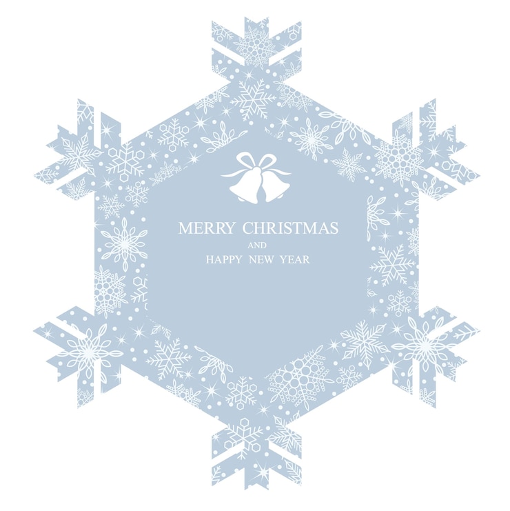 Free Vector christmas vector snowflake shape frame illustration with snowflakes and text space.