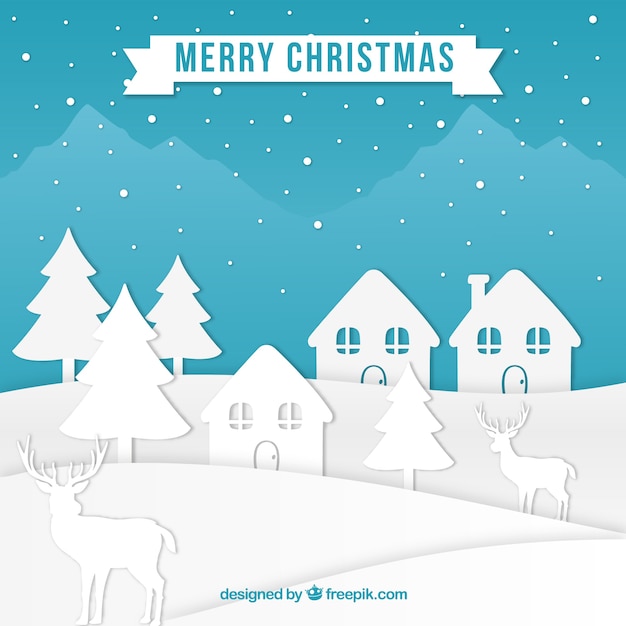 Free vector christmas village in paper style