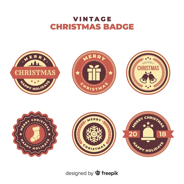 Christmas vintage sepia badges collection