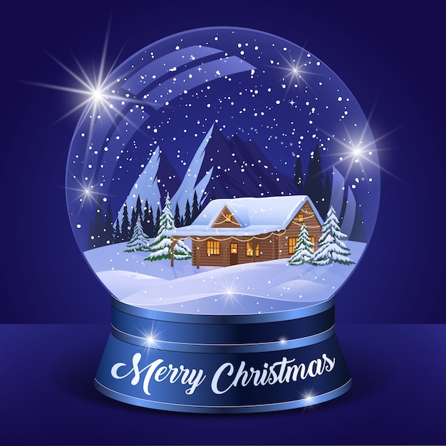 Free vector christmas winter landscape globe