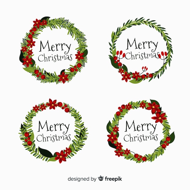 Free vector christmas wreath collection flat design style