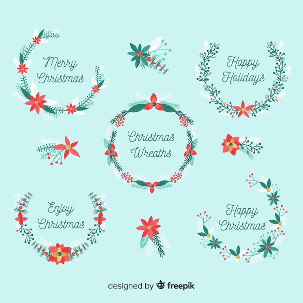 Free vector christmas wreath collection