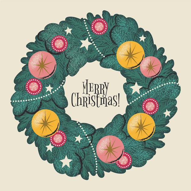 Free vector christmas wreath concept with vintage design