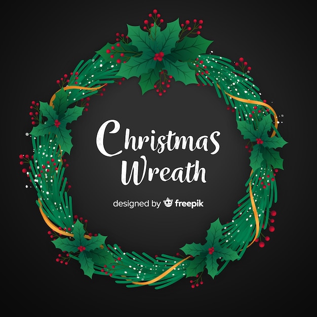 Free vector christmas wreath flat design wallpaper